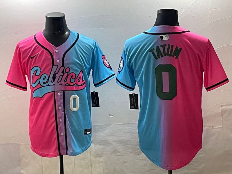 Men 2025 Boston Celtics #0 Tatum Blue pink Nike NBA Jersey style 05